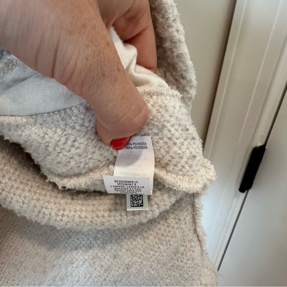 Aerie Sherpa Jacket Quarter Zip Sweatshirt Cream Teddy Coat Cozy Warm Ski Snow - Picture 5 of 11